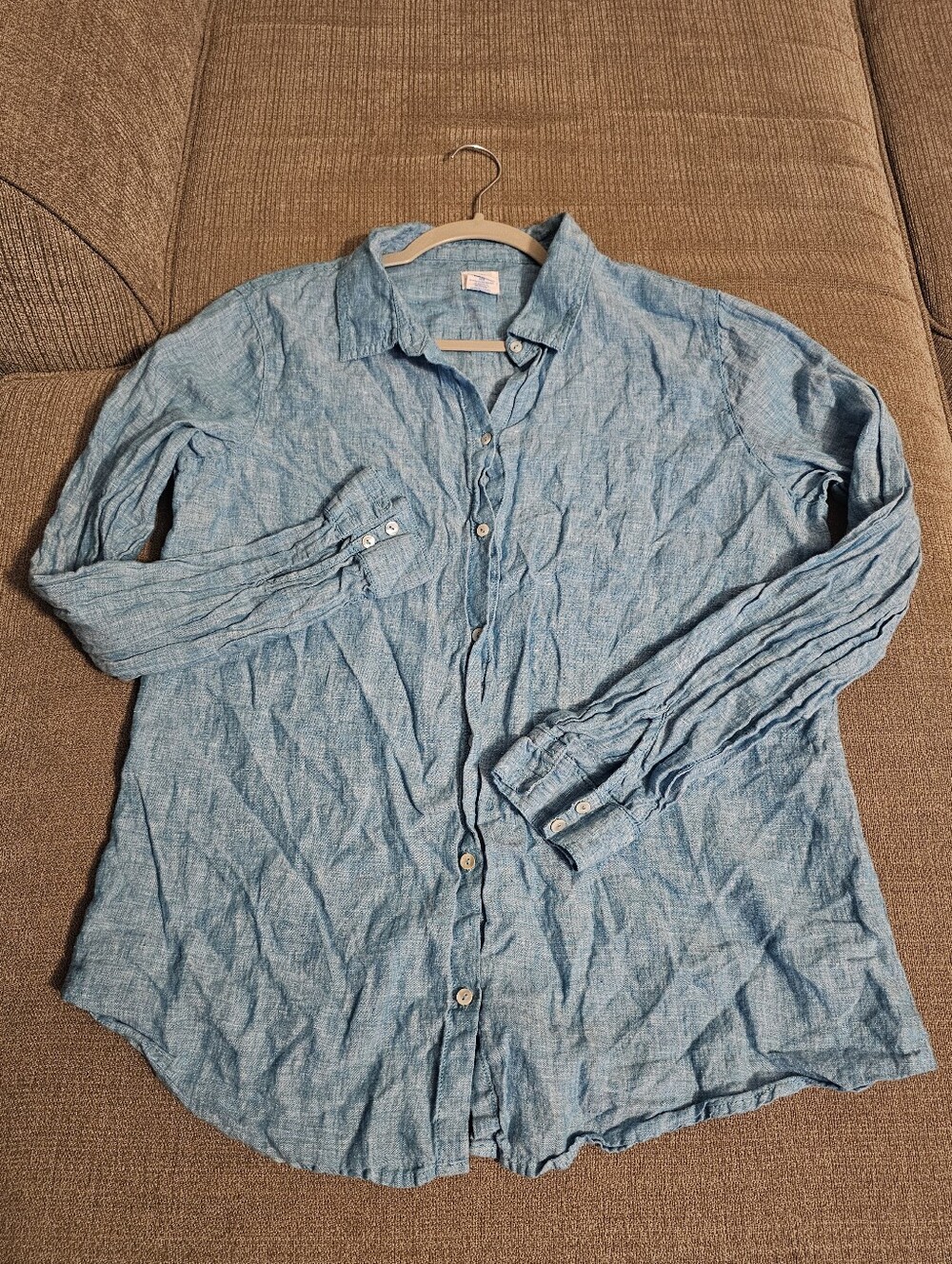 Sigrid Olsen Linen Aqua Blue Casual Relaxed Lagenlook Top Shirt Size XL